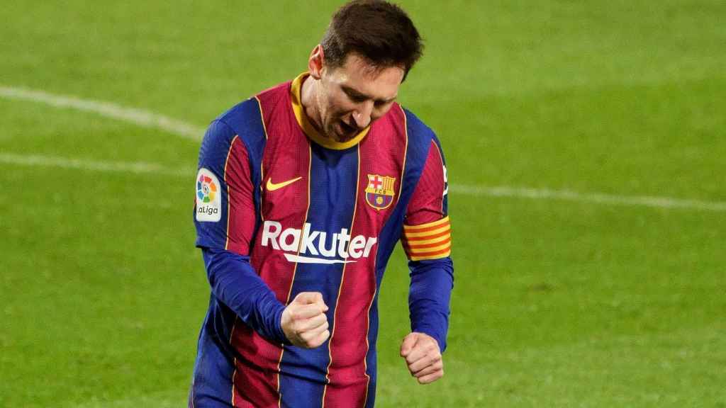 Messi celebra su gol ante el Levante