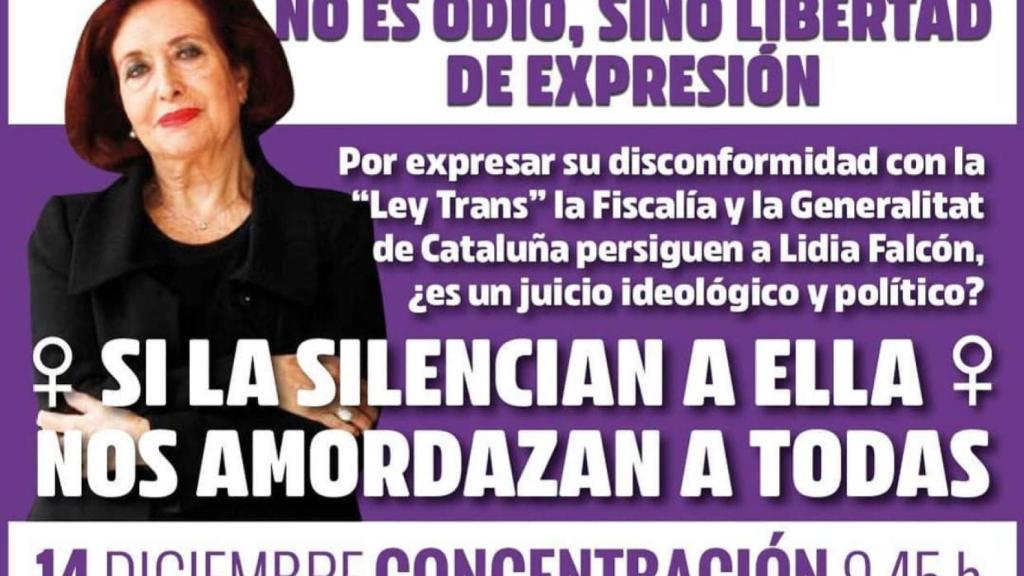 Cartel de apoyo a Lidia Falcón.