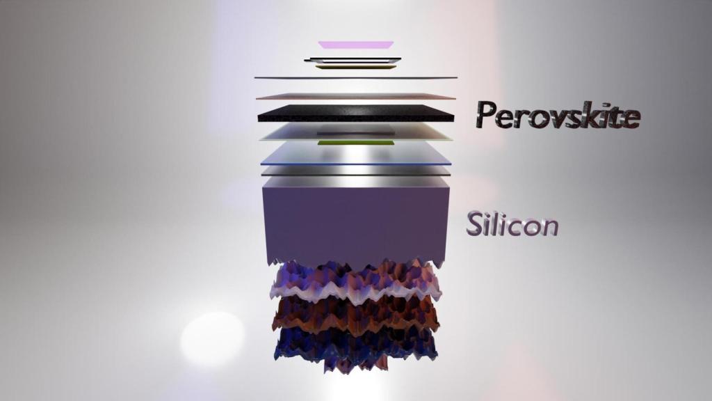 Estructura esquemática de la pila de células solares en 3D.