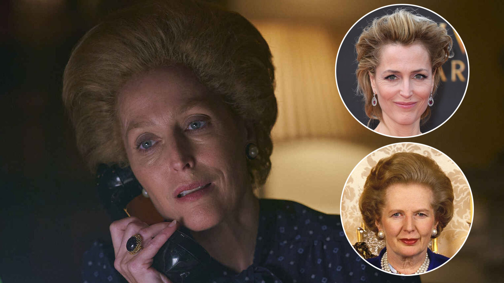 Gillian Anderson como Margaret Thatcher.