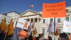 Una protesta de 'Más plurales' ante el Congreso de los Diputados