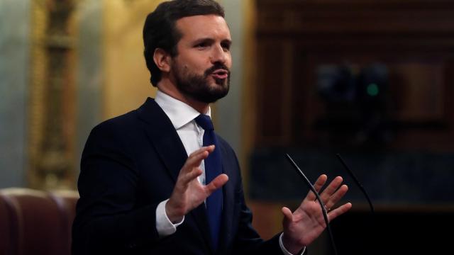 Pablo Casado, presidente del PP, en el Congreso de los Diputados.