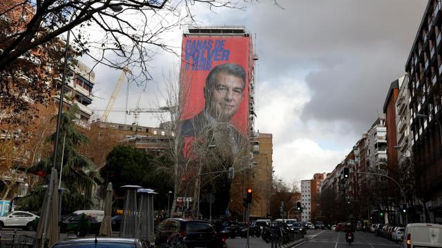 La pancarta de Joan Laporta en el Paseo de La Habana de Madrid