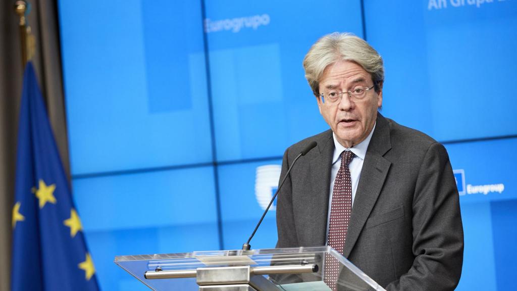 El comisario de Asuntos Económicos, Paolo Gentiloni, durante su rueda de prensa de este miércoles