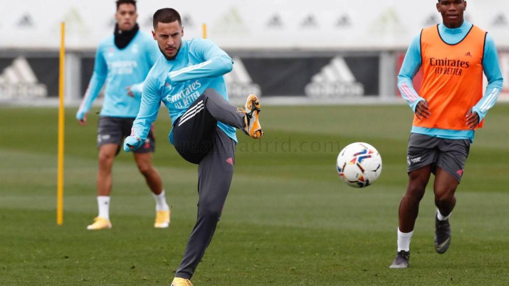 Hazard entrena con el Real Madrid