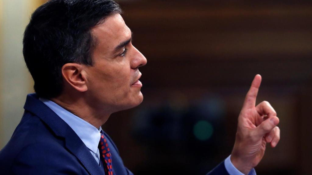 El presidente del Gobierno, Pedro Sánchez, durante su intervención ante el pleno del Congreso.