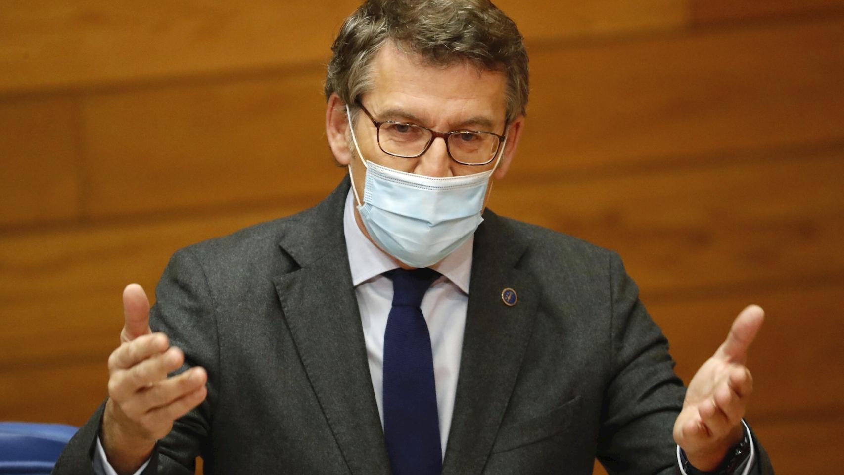 El presidente de la Xunta de Galicia, Alberto Núñez Feijóo, durante una intervención en el Parlamento de Galicia.