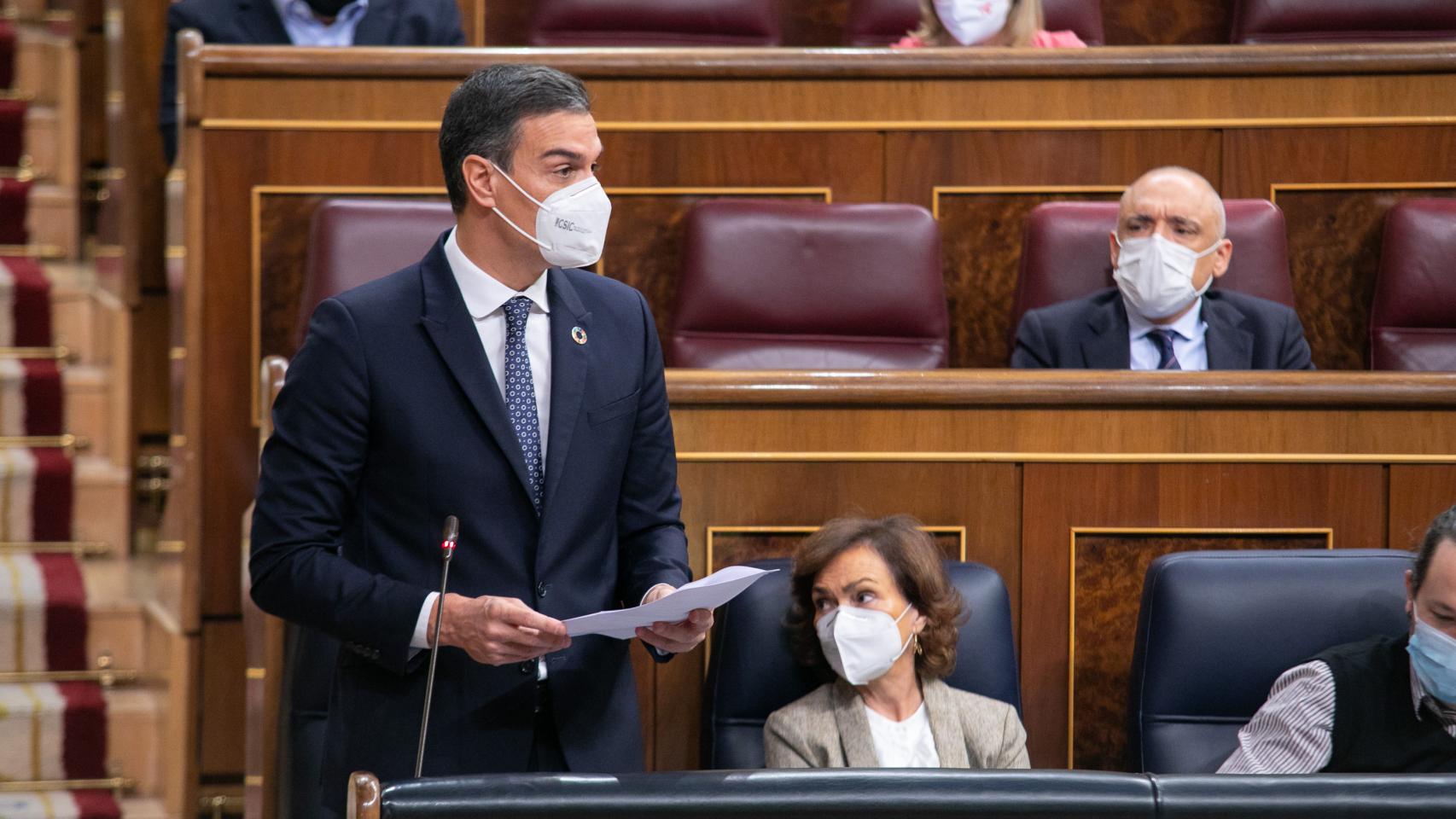 Pedro Sánchez, presidente del Gobierno, en el Congreso de los Diputados.