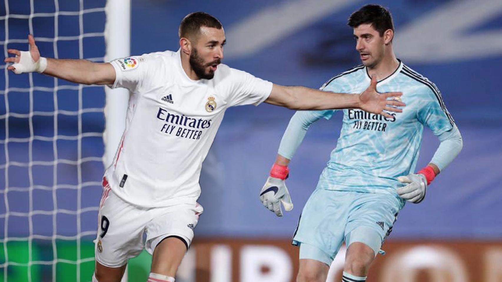 Benzema y Courtois, en un fotomontaje