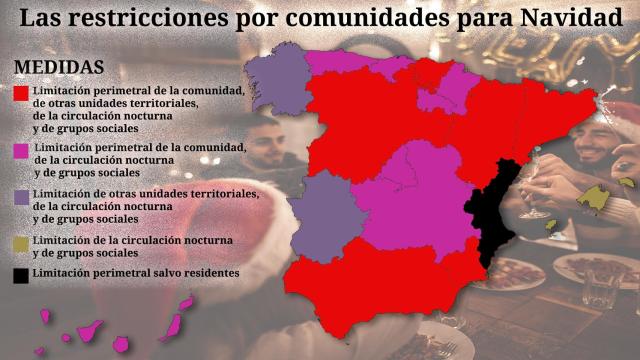 El mapa definitivo para Navidad: restricciones, horarios y toques de queda por comunidades