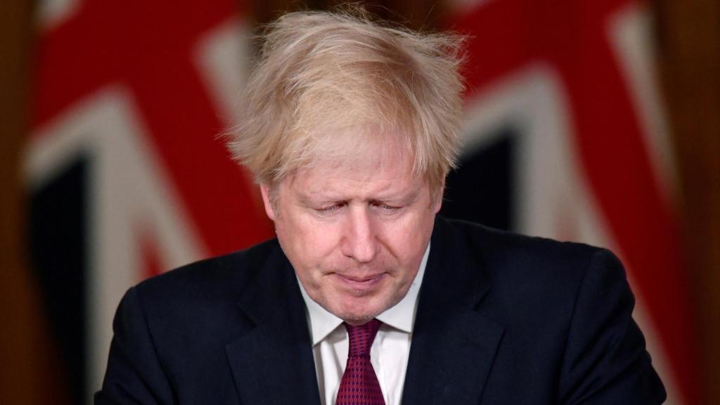El primer ministro británico, Boris Johnson, durante su comparecencia ante los medios.
