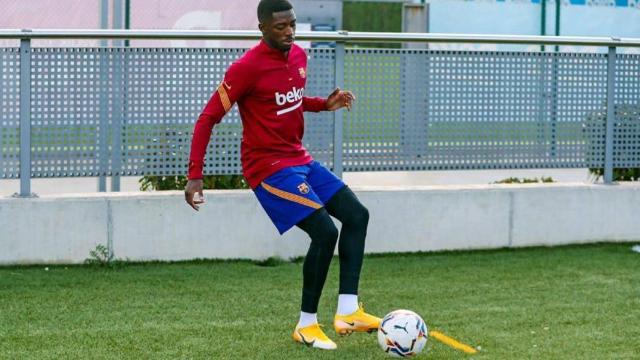 Ousmane Dembélé, entrenando en la Ciudad Deportiva del FC Barcelona. Foto: www.fcbarcelona.com