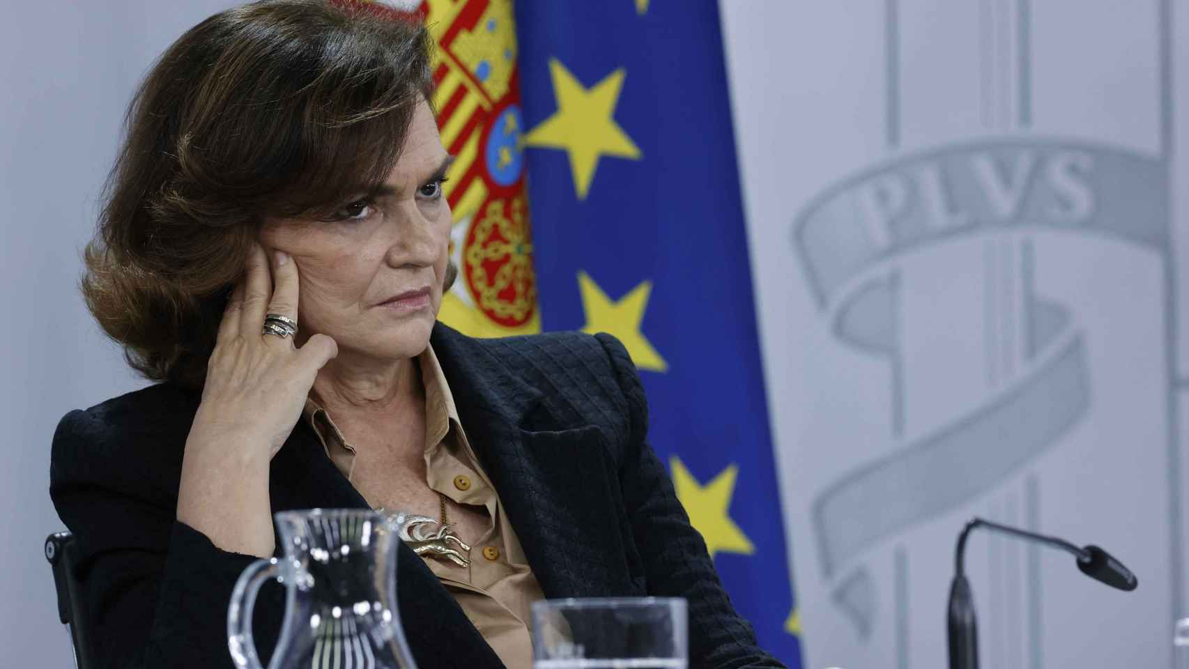 La ex vicepresidenta primera del Gobierno, Carmen Calvo, en Moncloa.