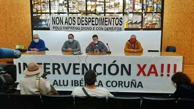 Rueda de prensa del comité de empresa de Alu Ibérica.