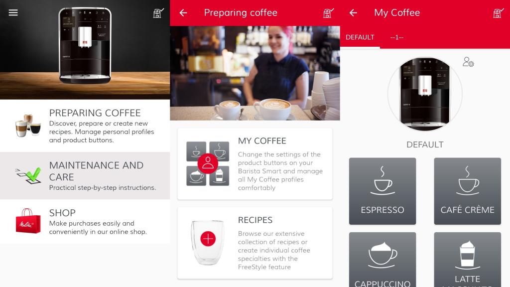 Aplicación de Melitta Barista TS Smart