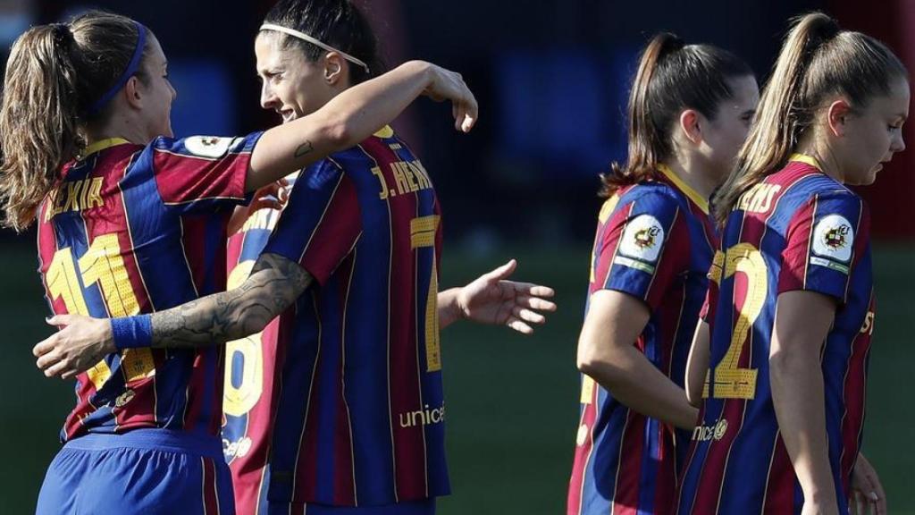 Las jugadoras del Barcelona Femenino celebran un gol en la Primera Iberdrola