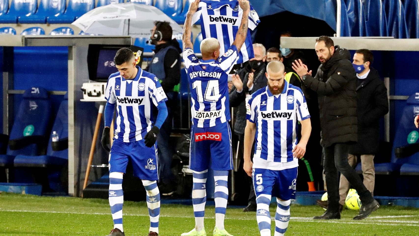 Dyverson celebra su gol ante el Eibar