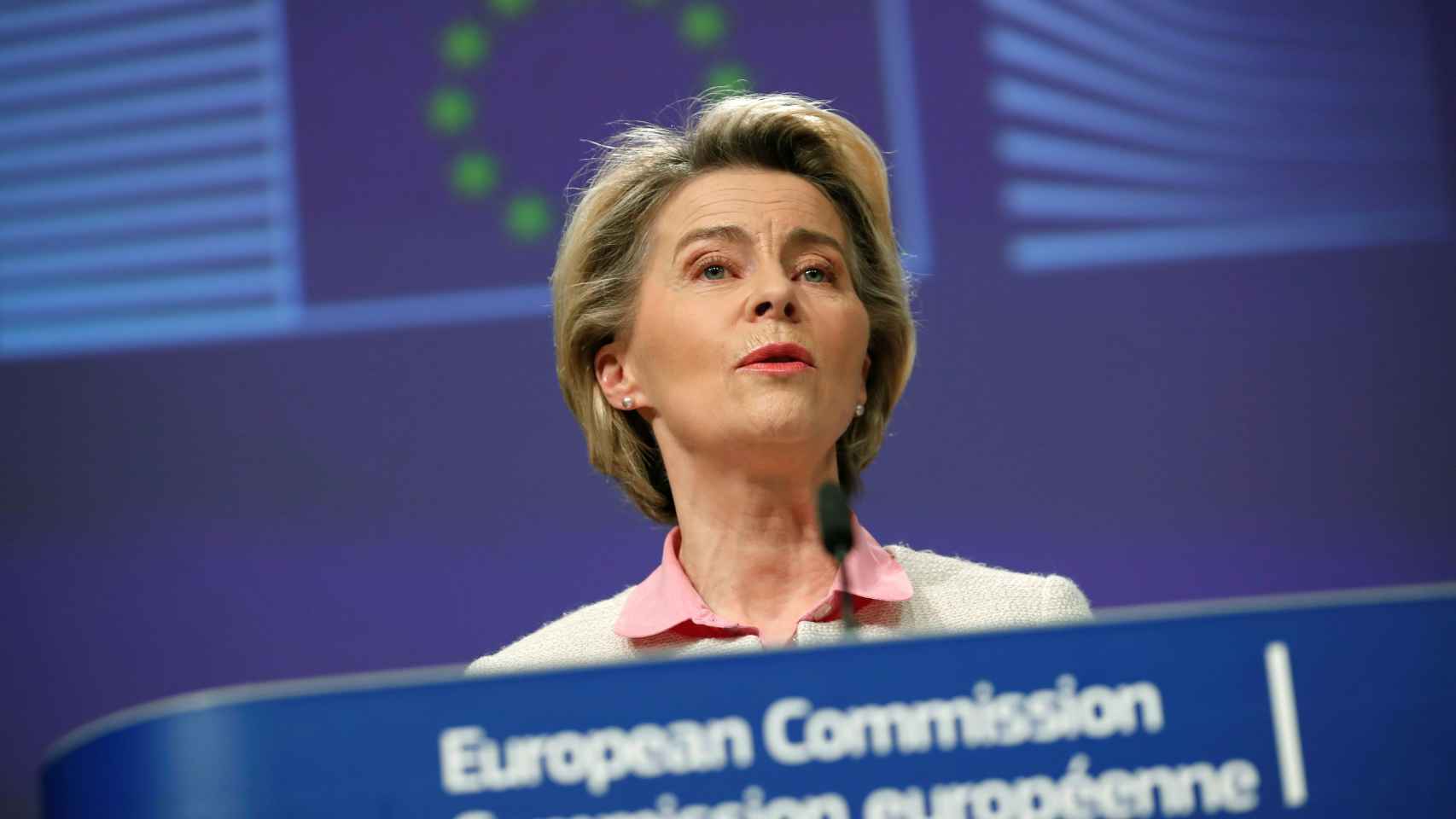 La presidenta Ursula von der Leyen, este jueves durante la presentación del acuerdo del 'brexit'