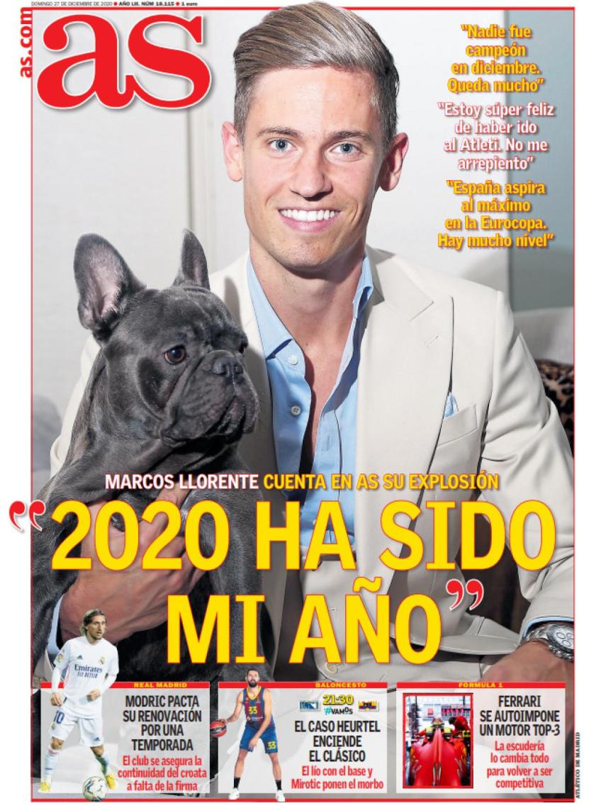 La portada del diario AS (27/12/2020)