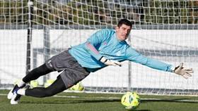 Courtois, durante un entrenamiento del Real Madrid