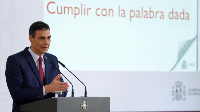 Pedro Sánchez, durante la rueda de prensa de este martes.