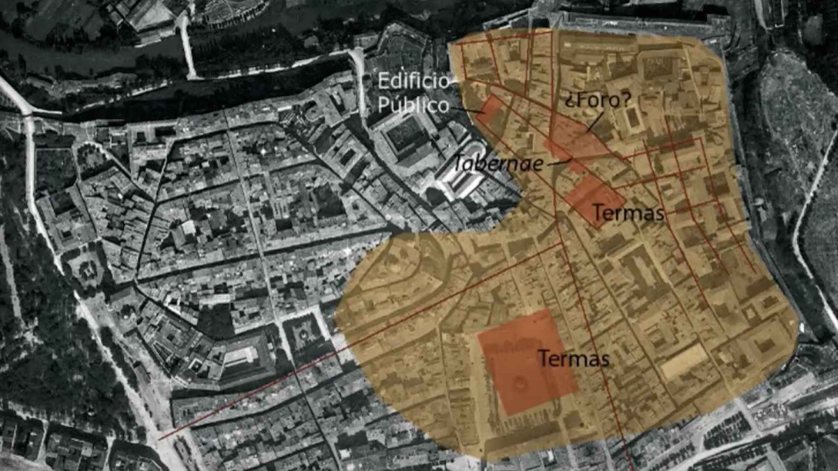 Mapa de Pompaelo sobre la ciudad de Roma. Fragmento extraído de la conferencia de María García-Barberena en el Museo Arqueológico Nacional.