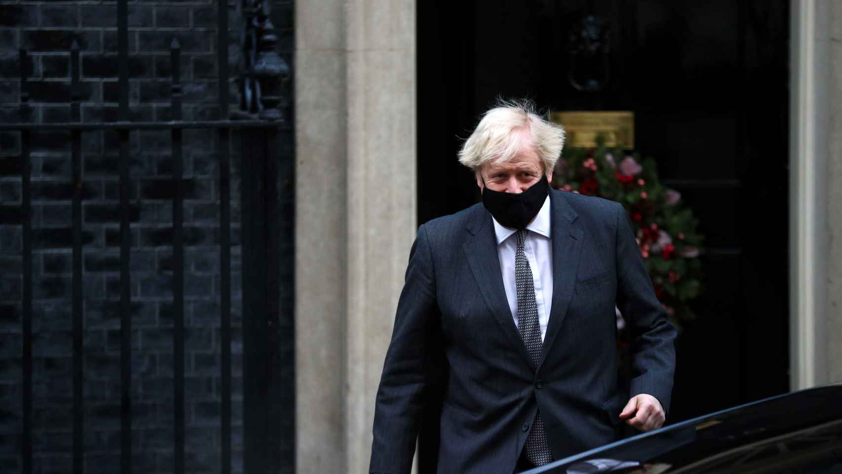 Boris Johnson, a la salida de Downing  Street.