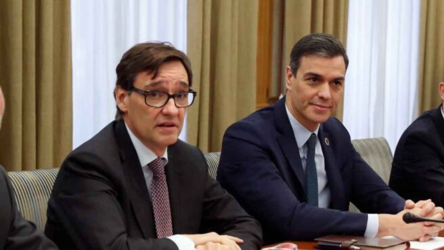 Pedro Sánchez y Salvador Illa en un comité de seguimiento del coronavirus.