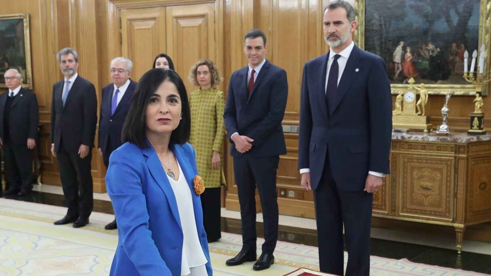Carolina Darias, jurando su cargo como ministra en 2020 ante el Rey.