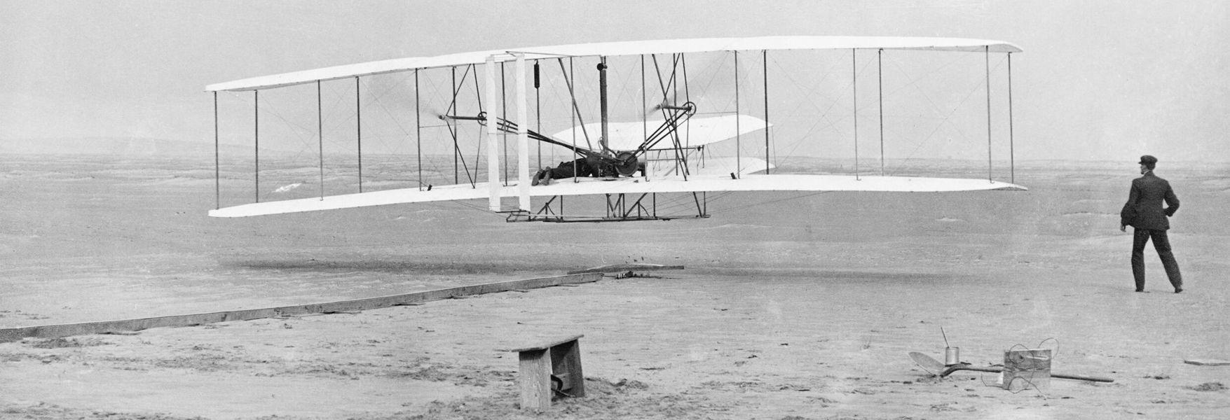 El primer vuelo de los Hermanos Wright. Biblioteca del Congreso, Washington D.C.
