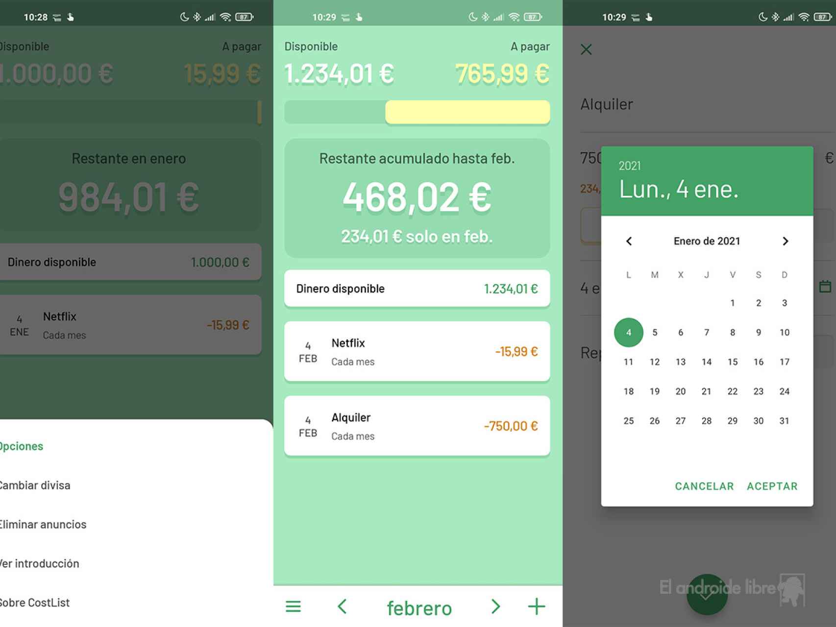 Una app sencilla para llevar el control de gastos: CostList