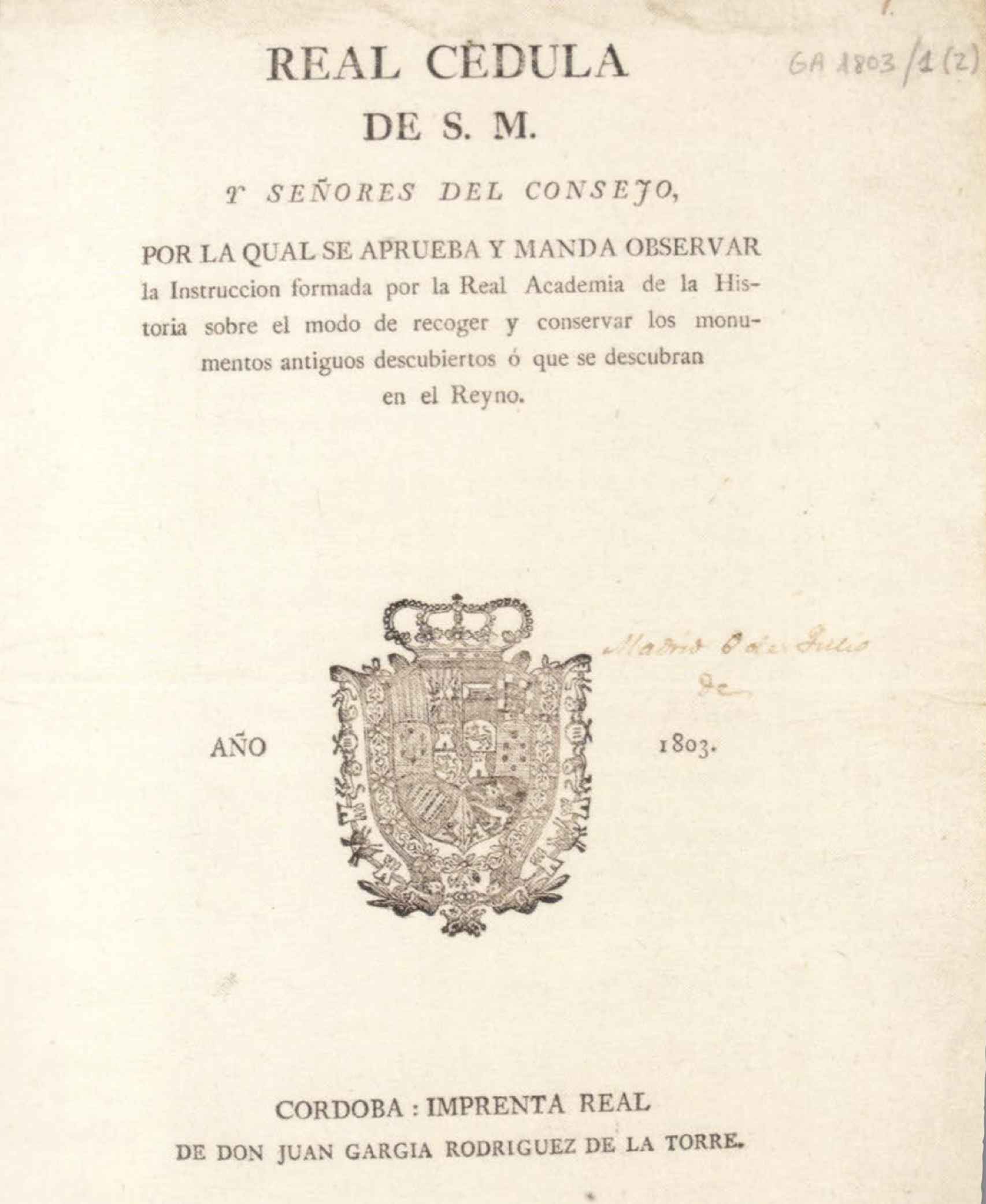 Real Cédula de 1803.