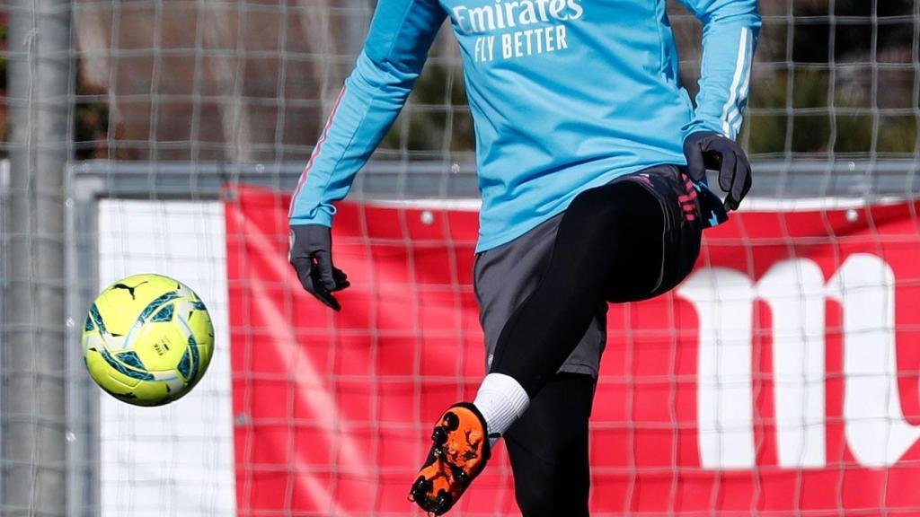 Sergio Ramos, durante un entrenamiento del Real Madrid