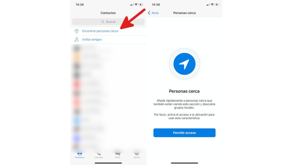 La función de encontrar personas cerca de Telegram