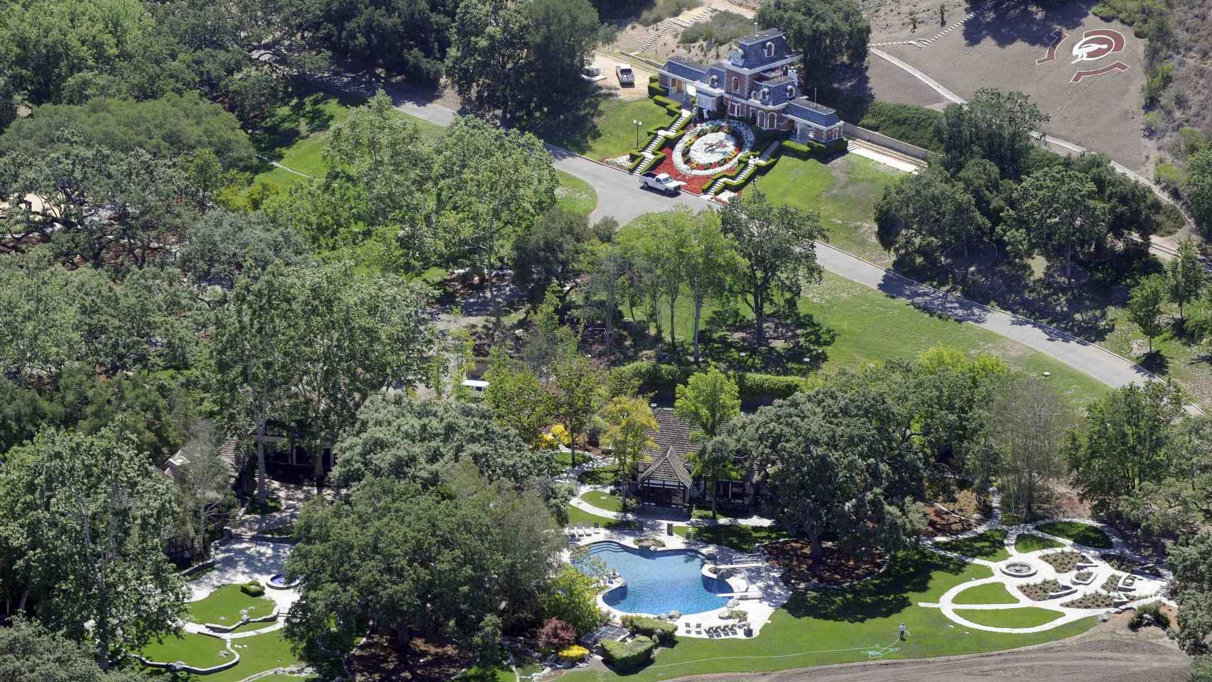 Vista aérea de Neverland, la finca en la que vivió Michael Jackson.