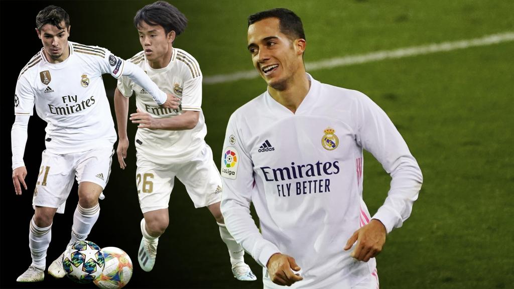 Brahim, Kubo y Lucas Vázquez, en un fotomontaje