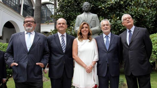 Susana Díaz en su toma posesión junto a Chaves y a Griñán.