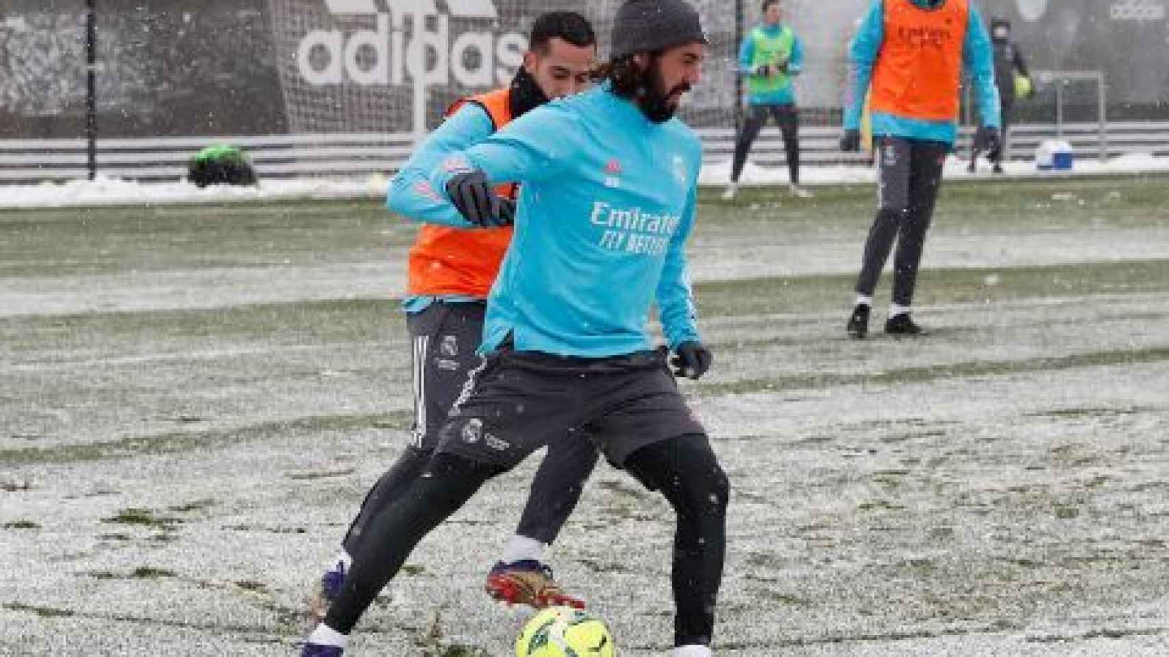 Isco Alarcón y Lucas Vázquez, durante un entrenamiento del Real Madrid