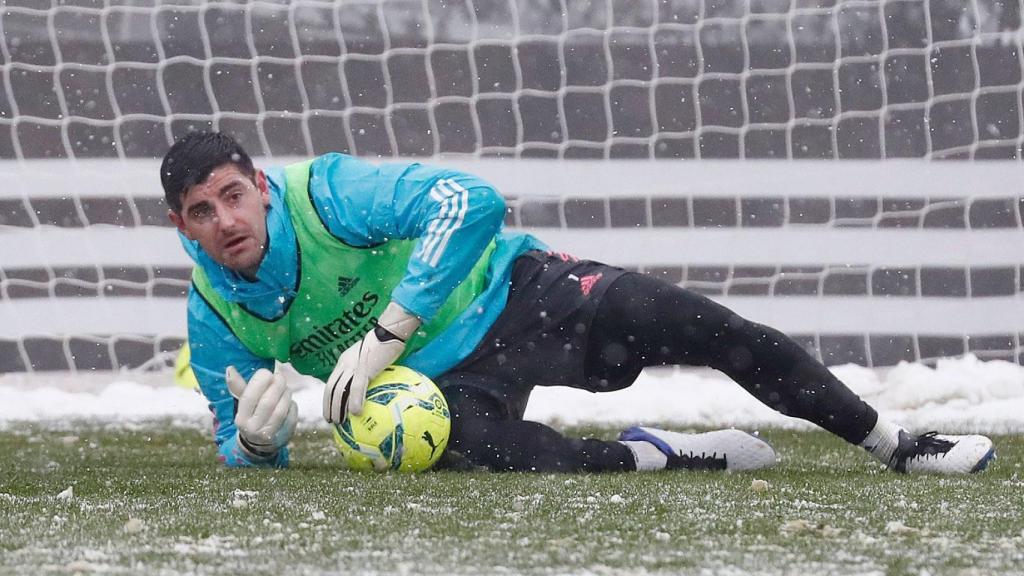 Thibaut Courtois, durante un entrenamiento del Real Madrid