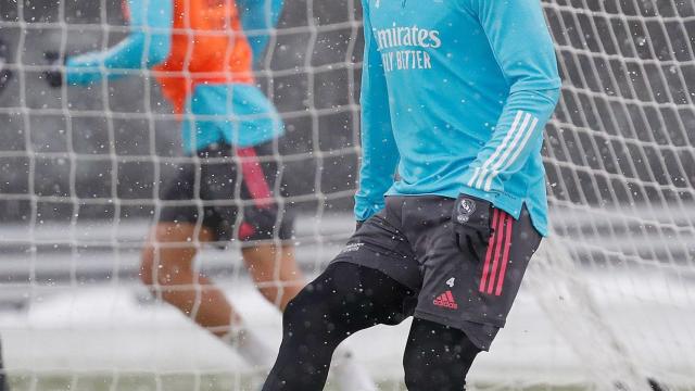 Sergio Ramos, durante un entrenamiento del Real Madrid