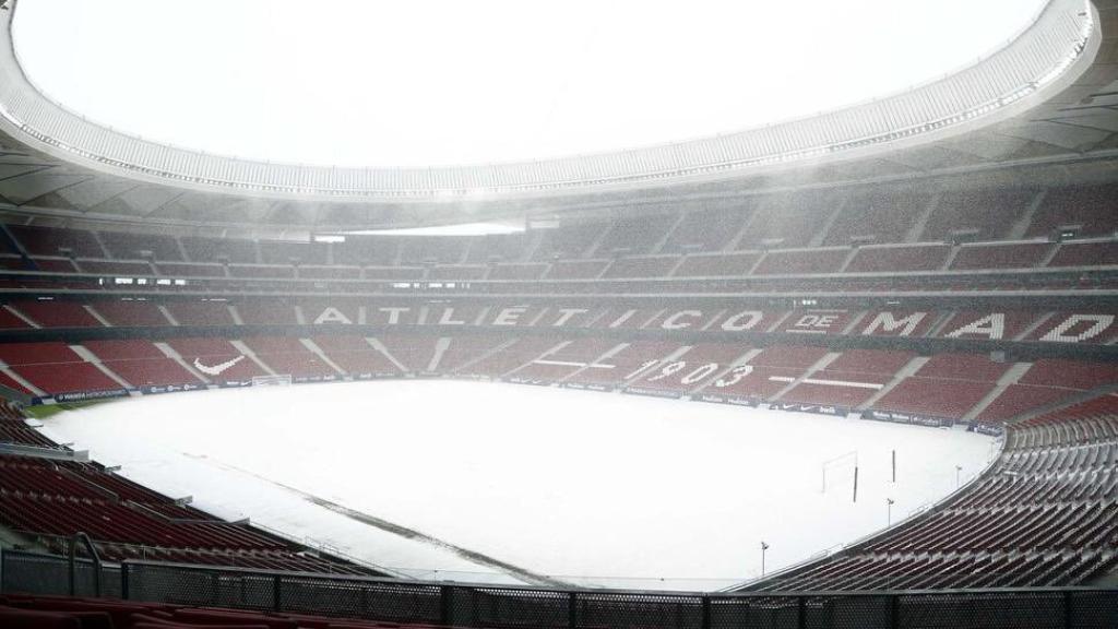 El Wanda Metropolitano cubierto de nieve