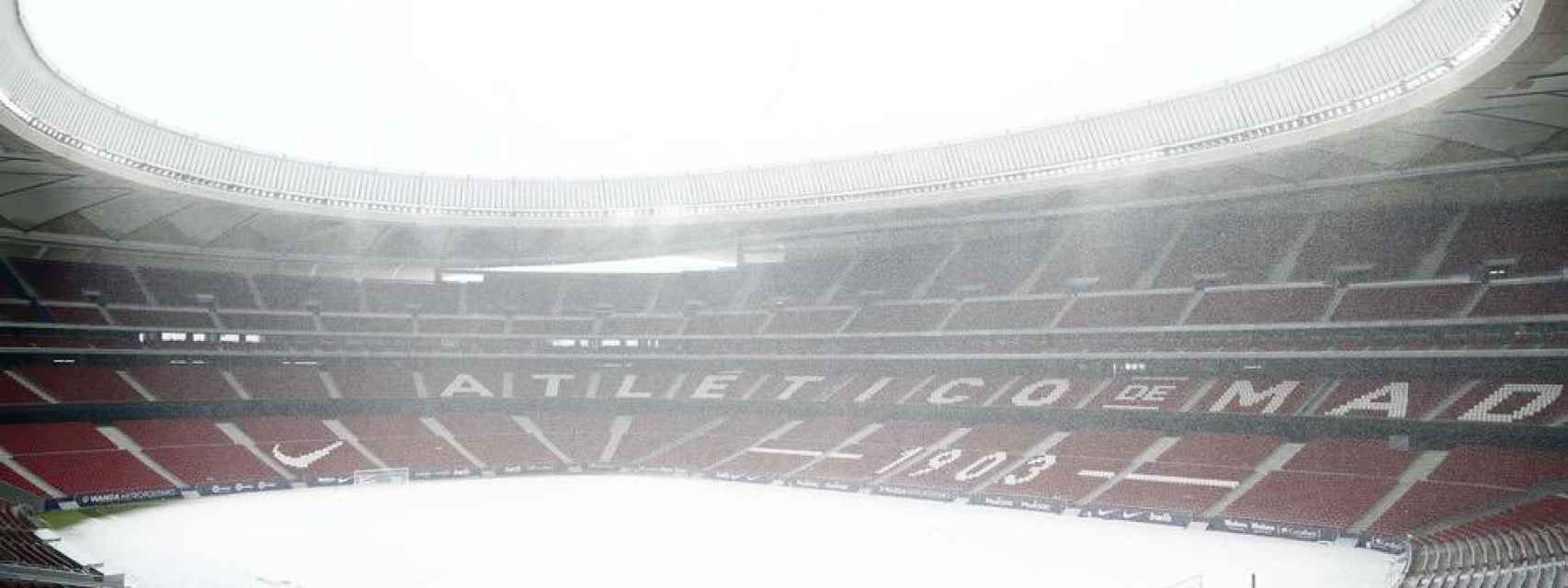 El Wanda Metropolitano cubierto de nieve