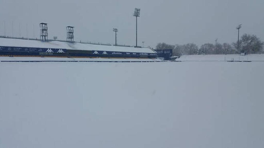 Así estaba este sábado el estadio Santo Domingo (AD Alcorcón).