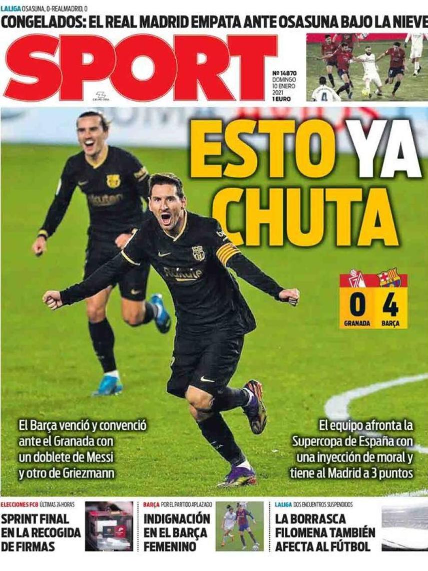 La portada del diario SPORT (10/01/2021)