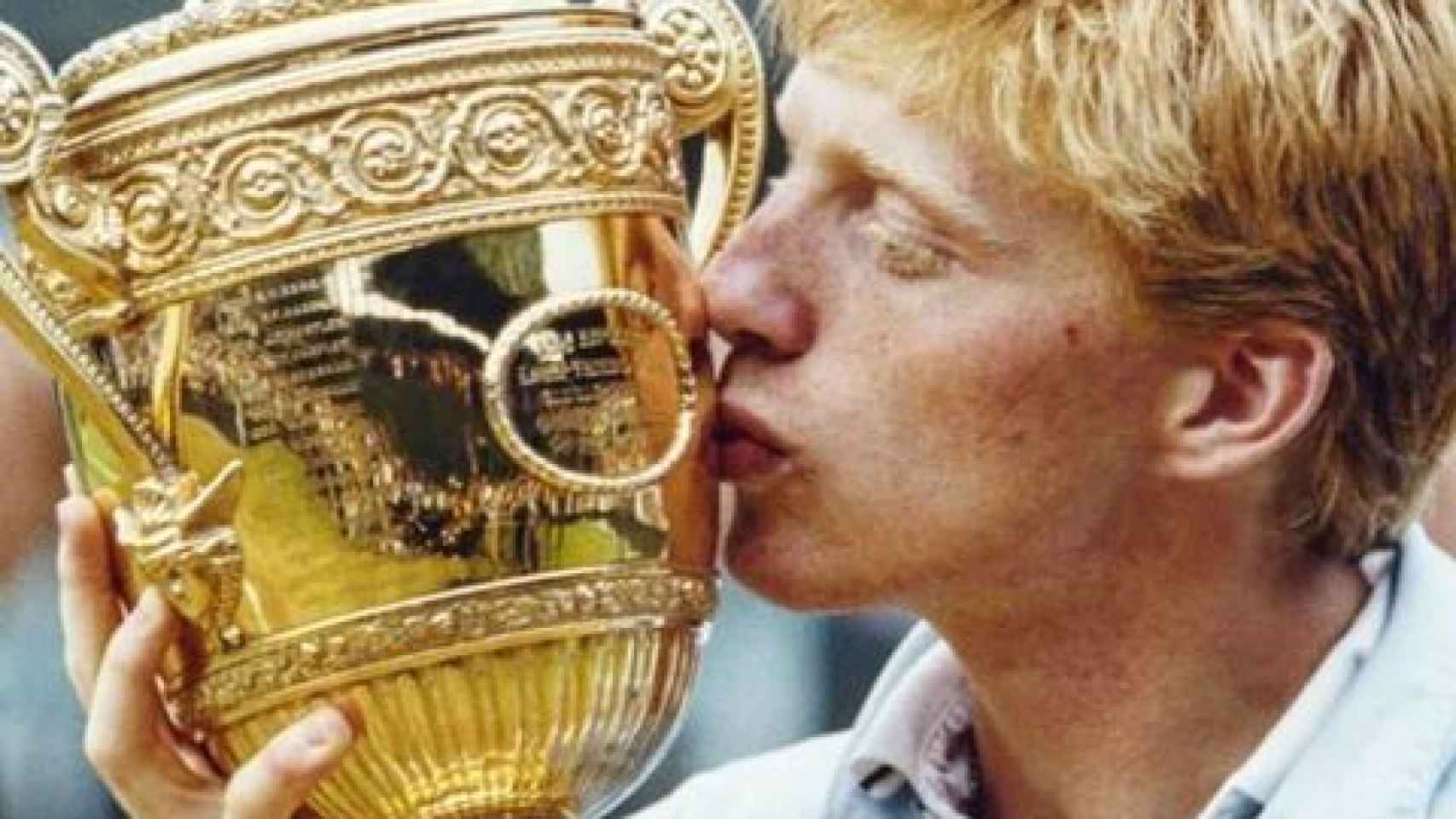 Boris Becker, celebrando su título de Wimbledon en el año 1985