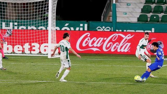 Takefusa Kubo, en su debut con el Getafe ante el Elche