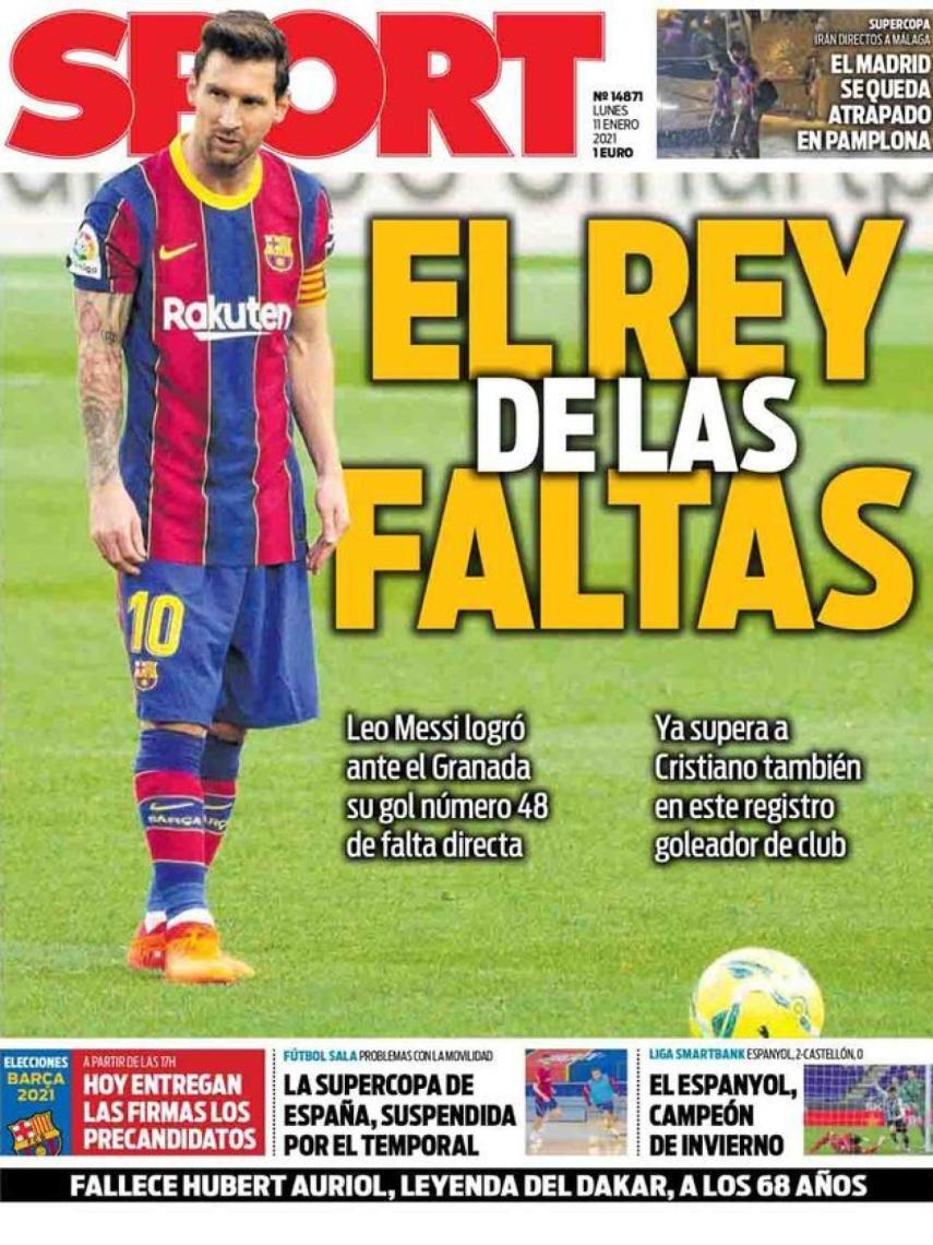 La portada del diario SPORT (11/01/2021)