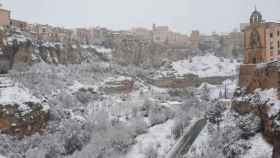 Cuenca bajo la nieve este fin de semana. Foto: Oriana Márquez/Twitter Ciudades Patrimonio