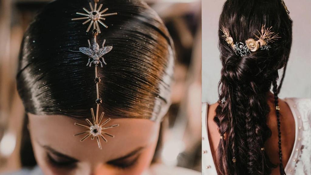 El cabello adquiere texturas artesanales con los trenzados combinados con objetos.