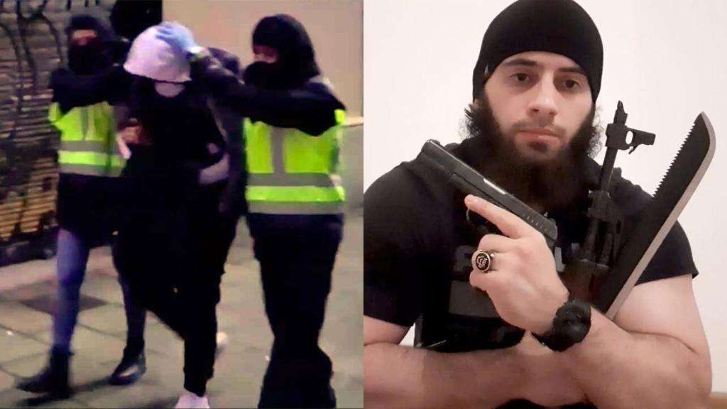 Uno de los yihadistas detenidos en Barcelona, llegados en patera en diciembre de 2020 y, a la derecha, el autor de la masacre de Viena un mes antes.
